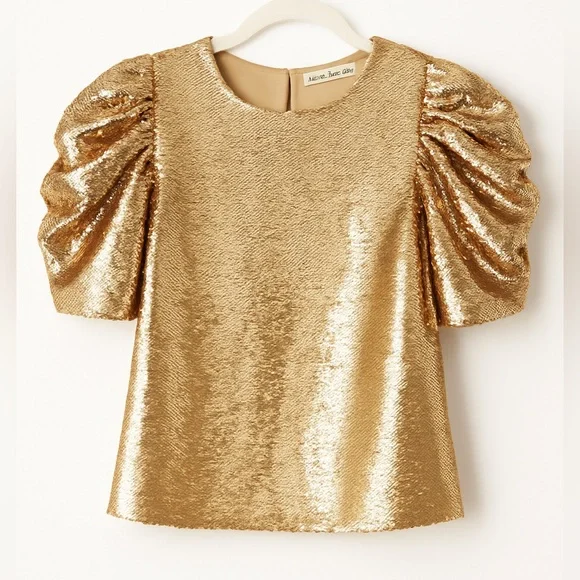 Ulla Johnson Gold Sequin Blouse - Picture 1 of 7